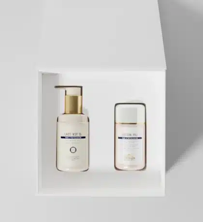 Coffret ouvert Duo Qualité de Peau Biologique Recherche avec Lotion P50 et Lait VIP O2