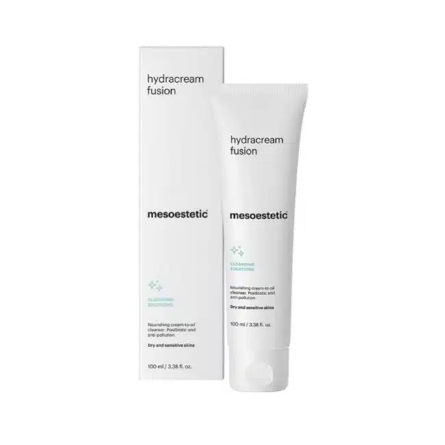 Hydracream Fusion Mesoestetic emballage et tube, crème nettoyante visage
